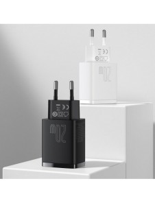 Baseus Kompakt snabbladdare USB / USB Typ C 20W 3A Power Delivery Quick Charge 3.0 svart (CCXJ-B01)