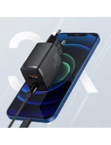 Baseus Kompakt snabbladdare USB / USB Typ C 20W 3A Power Delivery Quick Charge 3.0 svart (CCXJ-B01)