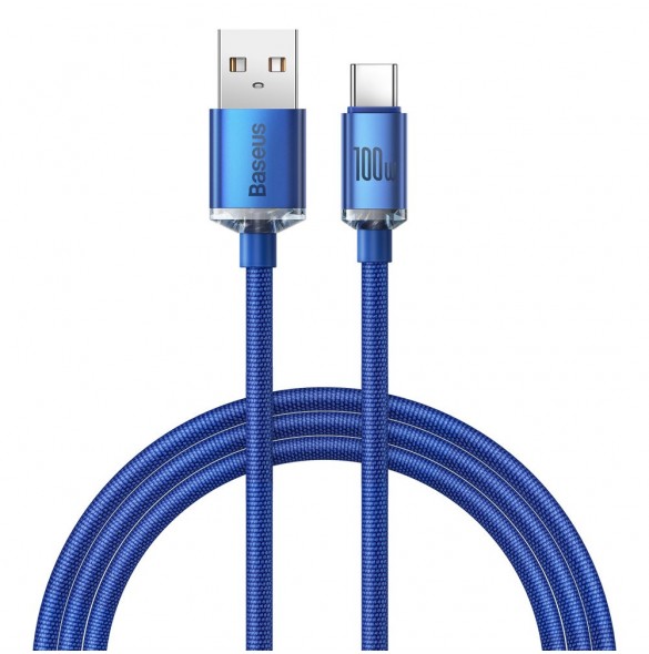 Baseus Crystal Shine Series-kabel USB-kabel för snabb laddning och dataöverföring USB Typ A - USB Typ C 100W 1,2m blå (CAJY00040