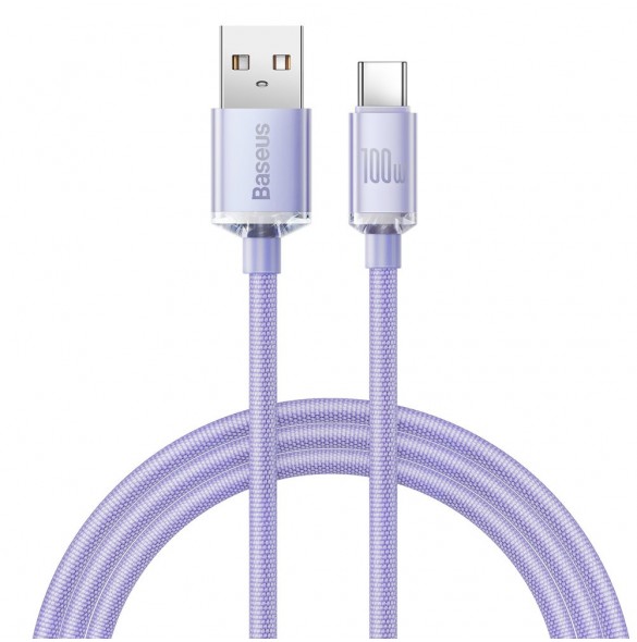 Baseus Crystal Shine Series-kabel USB-kabel för snabb laddning och dataöverföring USB Typ A - USB Typ C 100W 1,2m lila (CAJY0004