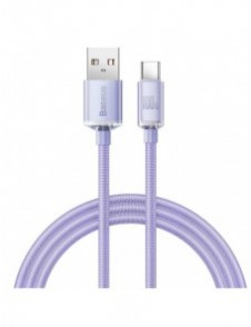 Baseus Crystal Shine Series-kabel USB-kabel för snabb laddning och dataöverföring USB Typ A - USB Typ C 100W 1,2m lila (CAJY0004