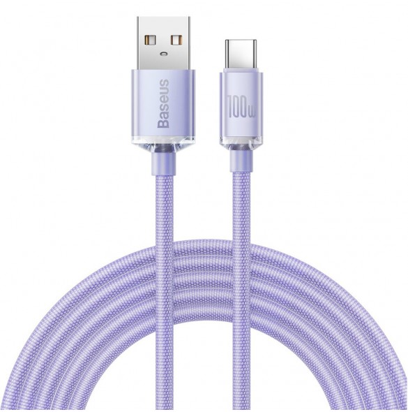 Baseus Crystal Shine Series-kabel USB-kabel för snabb laddning och dataöverföring USB Typ A - USB Typ C 100W 2m lila (CAJY000505