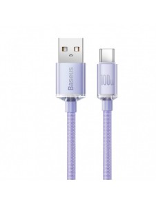 Baseus Crystal Shine Series-kabel USB-kabel för snabb laddning och dataöverföring USB Typ A - USB Typ C 100W 2m lila (CAJY000505