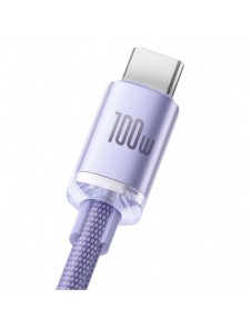 Baseus Crystal Shine Series-kabel USB-kabel för snabb laddning och dataöverföring USB Typ A - USB Typ C 100W 2m lila (CAJY000505