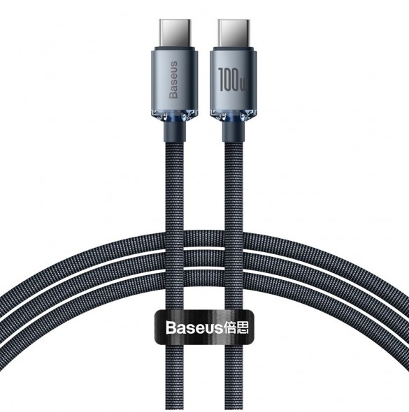 Baseus Crystal Shine Series-kabel USB-kabel för snabb laddning och dataöverföring USB Type C - USB Type C 100W 1,2m svart (CAJY0