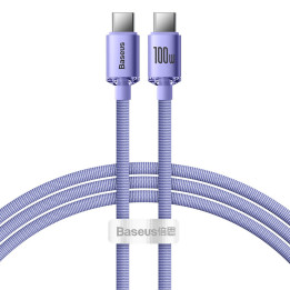 Baseus Crystal Shine Series-kabel USB-kabel för snabb laddning och dataöverföring USB Typ C - USB Typ C 100W 1,2m lila (CAJY0006