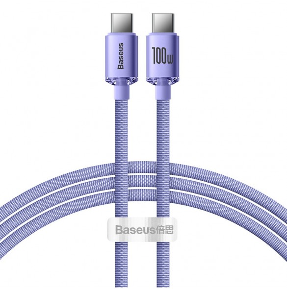 Baseus Crystal Shine Series-kabel USB-kabel för snabb laddning och dataöverföring USB Typ C - USB Typ C 100W 1,2m lila (CAJY0006