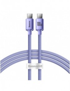 Baseus Crystal Shine Series-kabel USB-kabel för snabb laddning och dataöverföring USB Typ C - USB Typ C 100W 1,2m lila (CAJY0006