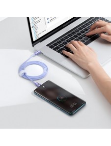 Baseus Crystal Shine Series-kabel USB-kabel för snabb laddning och dataöverföring USB Typ C - USB Typ C 100W 1,2m lila (CAJY0006
