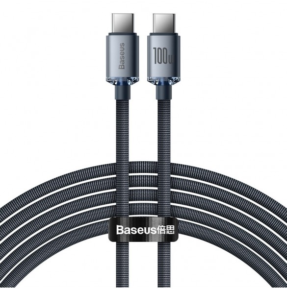 Baseus Crystal Shine Series-kabel USB-kabel för snabb laddning och dataöverföring USB Typ C - USB Typ C 100W 2m svart (CAJY00070