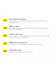 Baseus Crystal Shine Series-kabel USB-kabel för snabb laddning och dataöverföring USB Typ C - USB Typ C 100W 2m svart (CAJY00070
