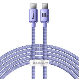 Baseus Crystal Shine Series-kabel USB-kabel för snabb laddning och dataöverföring USB Typ C - USB Typ C 100W 2m lila (CAJY000705