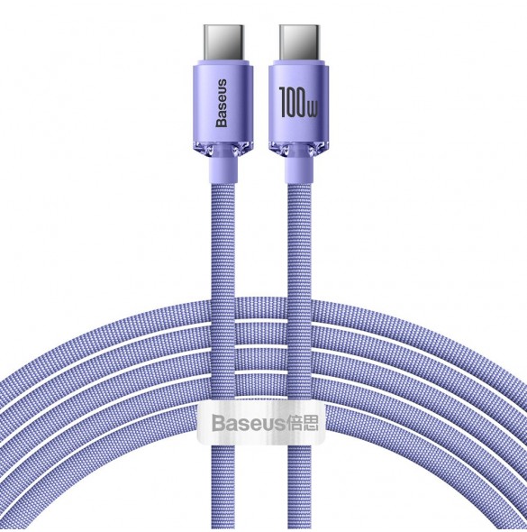 Baseus Crystal Shine Series-kabel USB-kabel för snabb laddning och dataöverföring USB Typ C - USB Typ C 100W 2m lila (CAJY000705
