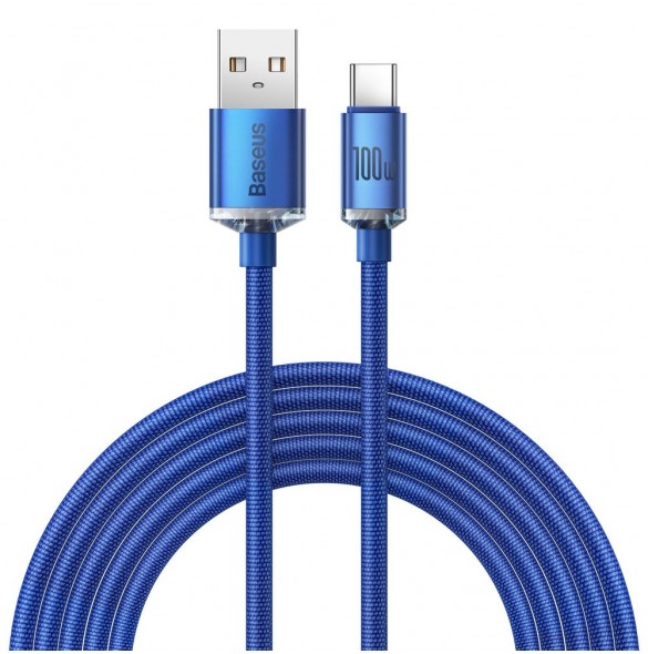 Baseus crystal shine serie snabbladdningsdatakabel USB typ A till USB typ C 100W 2m blå (CAJY000503)