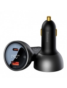 Baseus Digital Display Snabb Billaddare USB-A / USB-C PD3.1 140W svart + USB-C-kabel Baseus Superior Series 5A 240W 1m svart (CG