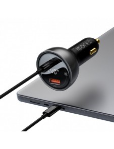 Baseus Digital Display Snabb Billaddare USB-A / USB-C PD3.1 140W svart + USB-C-kabel Baseus Superior Series 5A 240W 1m svart (CG