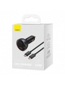Baseus Digital Display Snabb Billaddare USB-A / USB-C PD3.1 140W svart + USB-C-kabel Baseus Superior Series 5A 240W 1m svart (CG