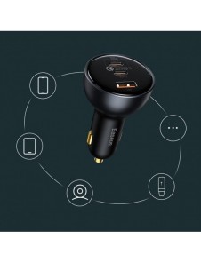 Baseus snabb billaddare USB / USB Typ C 160W PPS Quick Charge 5 PD grå (TZCCZM-0G)