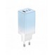 Baseus snabbladdare GaN 2 x USB Typ C / USB 65W QC PD blå (CCGP050103) + snabbladdningskabel USB Typ C 100W 1m blå