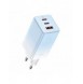 Baseus snabbladdare GaN 2 x USB Typ C / USB 65W QC PD blå (CCGP050103) + snabbladdningskabel USB Typ C 100W 1m blå
