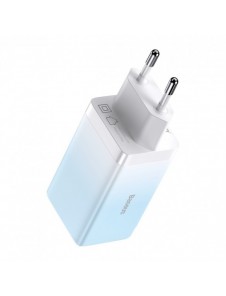 Baseus snabbladdare GaN 2 x USB Typ C / USB 65W QC PD blå (CCGP050103) + snabbladdningskabel USB Typ C 100W 1m blå
