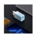 Baseus snabbladdare GaN 2 x USB Typ C / USB 65W QC PD blå (CCGP050103) + snabbladdningskabel USB Typ C 100W 1m blå