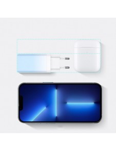 Baseus snabbladdare GaN 2 x USB Typ C / USB 65W QC PD blå (CCGP050103) + snabbladdningskabel USB Typ C 100W 1m blå