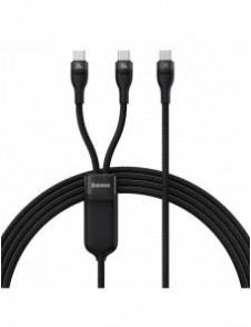 Baseus Flash Series II snabbladdningskabel 2in1 USB-C - 2xUSB-C 100W 1,5m svart