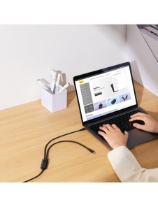 Baseus Flash Series II snabbladdningskabel 2in1 USB-C - 2xUSB-C 100W 1,5m svart