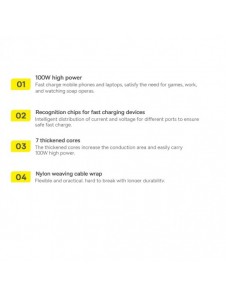 Baseus Flash Series II snabbladdningskabel 2in1 USB-C - 2xUSB-C 100W 1,5m svart