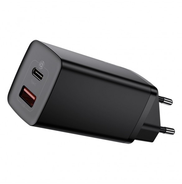 Baseus GaN2 Lite snabbladdare 65W USB / USB Typ C Quick Charge 3.0 Power Delivery (galliumnitrid) svart (CCGAN2L-B01)