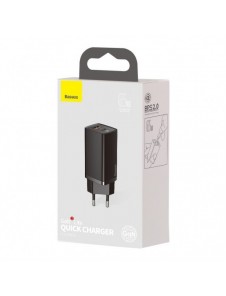 Baseus GaN2 Lite snabbladdare 65W USB / USB Typ C Quick Charge 3.0 Power Delivery (galliumnitrid) svart (CCGAN2L-B01)