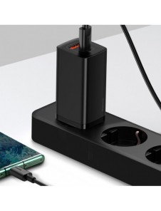 Baseus GaN2 Lite snabbladdare 65W USB / USB Typ C Quick Charge 3.0 Power Delivery (galliumnitrid) svart (CCGAN2L-B01)