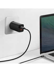 Baseus GaN2 Lite snabbladdare 65W USB / USB Typ C Quick Charge 3.0 Power Delivery (galliumnitrid) svart (CCGAN2L-B01)