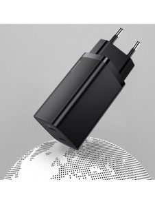 Baseus GaN2 Lite snabbladdare 65W USB / USB Typ C Quick Charge 3.0 Power Delivery (galliumnitrid) svart (CCGAN2L-B01)