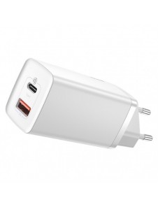 Baseus GaN2 Lite snabbladdare 65W USB / USB Typ C Quick Charge 3.0 Power Delivery (galliumnitrid) vit (CCGAN2L-B02)