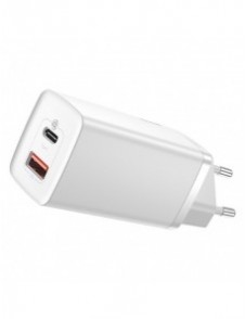 Baseus GaN2 Lite snabbladdare 65W USB / USB Typ C Quick Charge 3.0 Power Delivery (galliumnitrid) vit (CCGAN2L-B02)