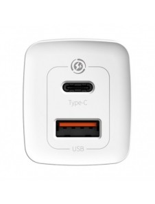 Baseus GaN2 Lite snabbladdare 65W USB / USB Typ C Quick Charge 3.0 Power Delivery (galliumnitrid) vit (CCGAN2L-B02)