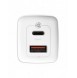 Baseus GaN2 Lite snabbladdare 65W USB / USB Typ C Quick Charge 3.0 Power Delivery (galliumnitrid) vit (CCGAN2L-B02)