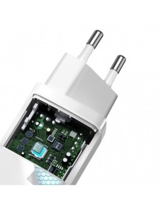 Baseus GaN2 Lite snabbladdare 65W USB / USB Typ C Quick Charge 3.0 Power Delivery (galliumnitrid) vit (CCGAN2L-B02)