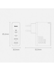 Baseus GaN2 Pro snabbladdare 100W USB / USB Typ C Snabbladdning 4+ Strömförsörjning svart (CCGAN2P-L01)