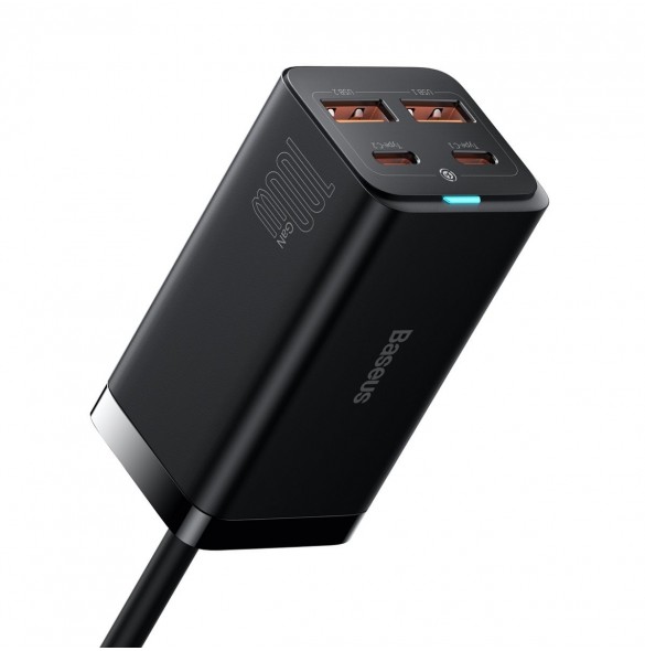Baseus GaN3 Pro snabb universal GaN-laddare 2 x USB Typ C / 2 x USB 100W PD3.0, QC4.0 +, AFC svart (CCGP000101)