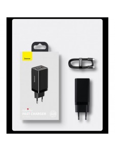 Baseus GaN3 Pro snabb universal GaN-laddare 2 x USB Typ C / USB + kabel USB Typ C - USB Typ C 65W PD3.0, QC4.0 +, AFC vit (CCGP0