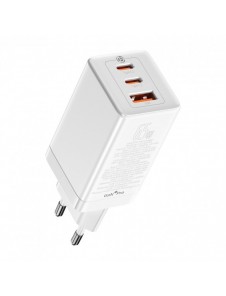 Baseus GaN3 Pro snabb universal GaN-laddare 2 x USB Typ C / USB + kabel USB Typ C - USB Typ C 65W PD3.0, QC4.0 +, AFC vit (CCGP0