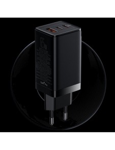 Baseus GaN3 Pro snabb universal GaN-laddare 2 x USB Typ C / USB + kabel USB Typ C - USB Typ C 65W PD3.0, QC4.0 +, AFC vit (CCGP0