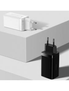 Baseus GaN3 Pro snabb universal GaN-laddare 2 x USB Typ C / USB + kabel USB Typ C - USB Typ C 65W PD3.0, QC4.0 +, AFC vit (CCGP0