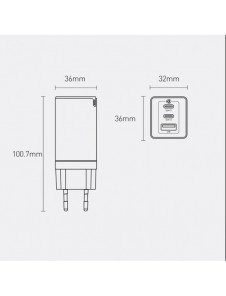 Baseus GaN3 Pro snabb universal GaN-laddare 2 x USB Typ C / USB + kabel USB Typ C - USB Typ C 65W PD3.0, QC4.0 +, AFC vit (CCGP0