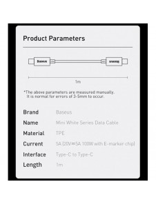 Baseus GaN3 Pro snabb universal GaN-laddare 2 x USB Typ C / USB + kabel USB Typ C - USB Typ C 65W PD3.0, QC4.0 +, AFC vit (CCGP0