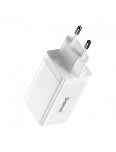 Baseus GaN3 Pro snabb universal GaN-laddare 2 x USB Typ C / USB + kabel USB Typ C - USB Typ C 65W PD3.0, QC4.0 +, AFC vit (CCGP0