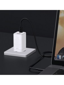 Baseus GaN3 Pro snabb universal GaN-laddare 2 x USB Typ C / USB + kabel USB Typ C - USB Typ C 65W PD3.0, QC4.0 +, AFC vit (CCGP0